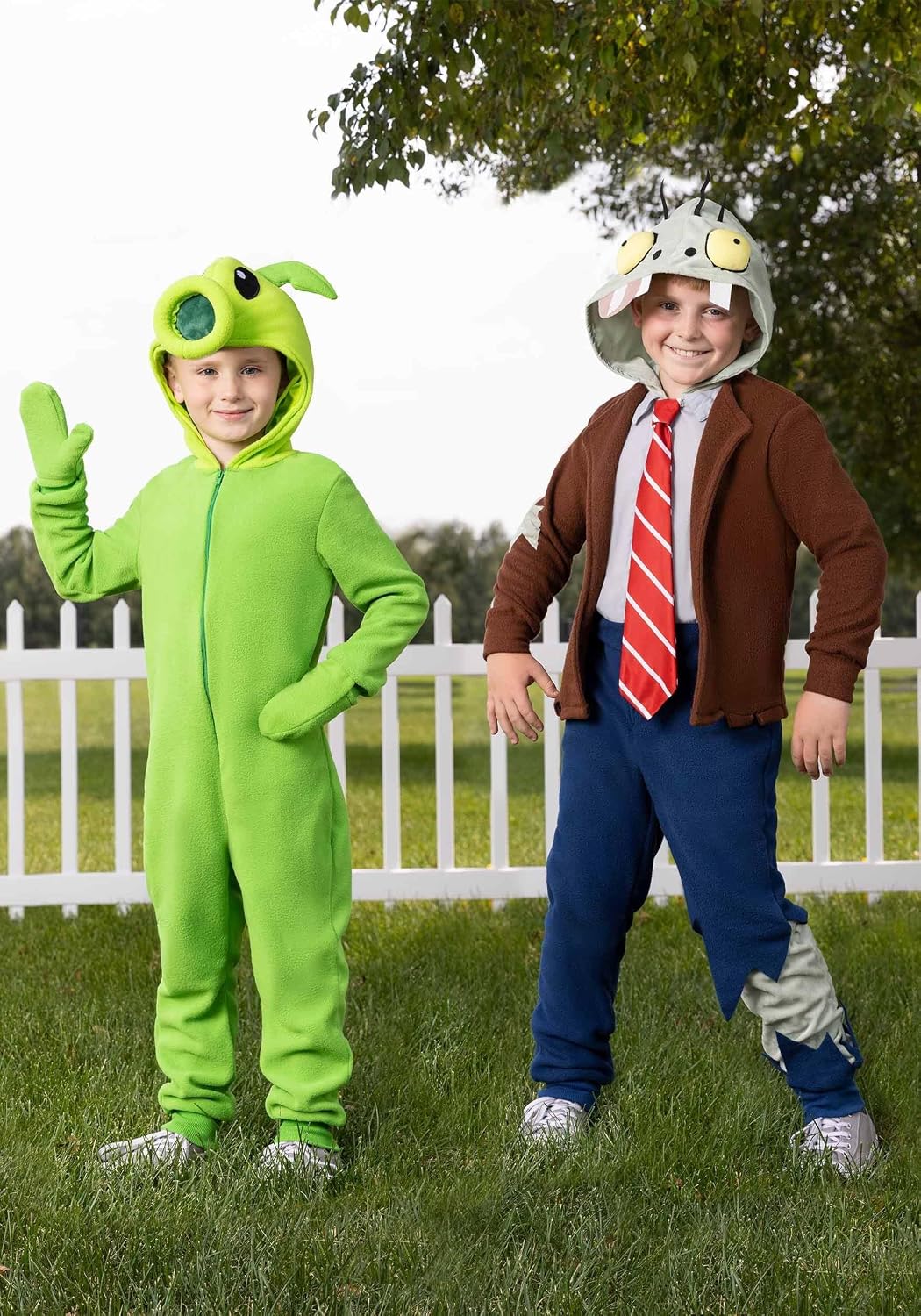 Plants Vs Zombies Kids Green Peashooter Onesie Costume for Boys, Officially Licensed Peashooter Costume for Video Game Fans
