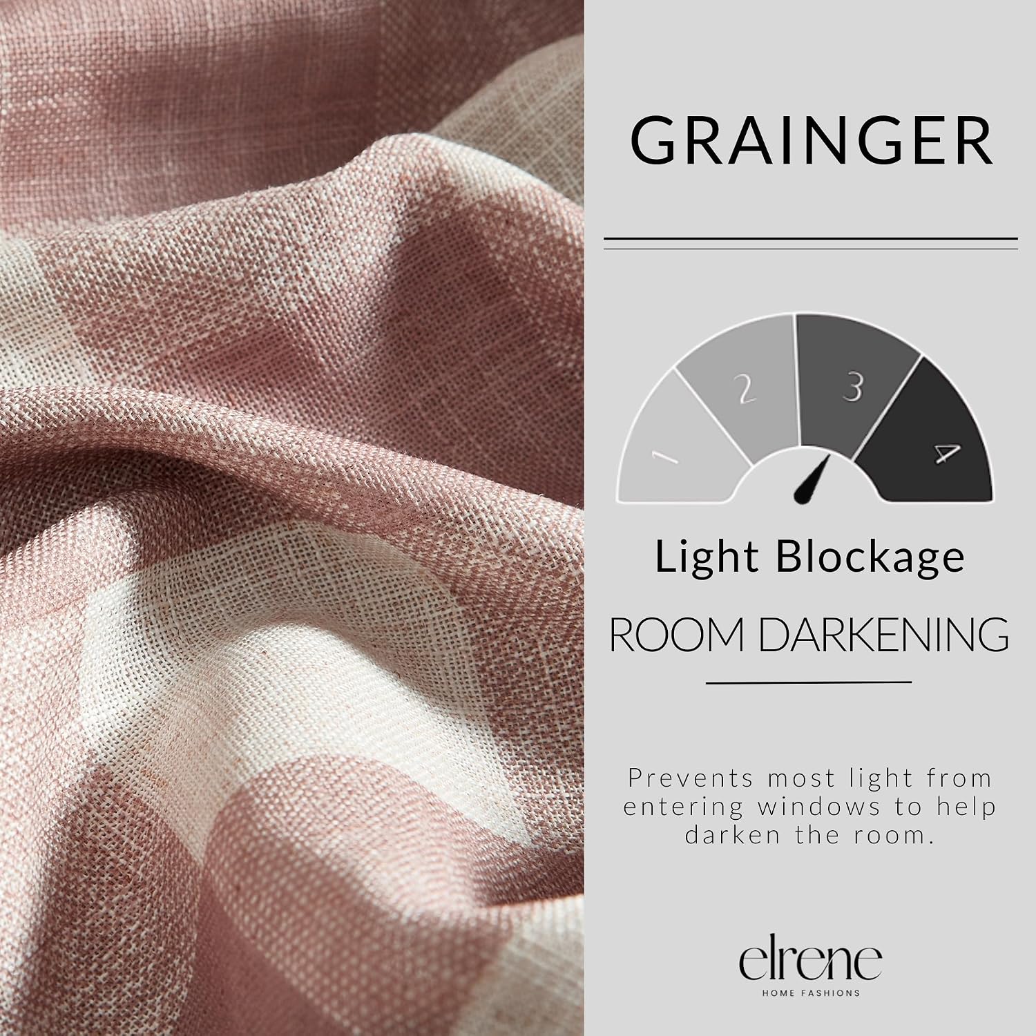 Grainger Buffalo Check Blackout Window Curtain, Red - 52" W x 84" L