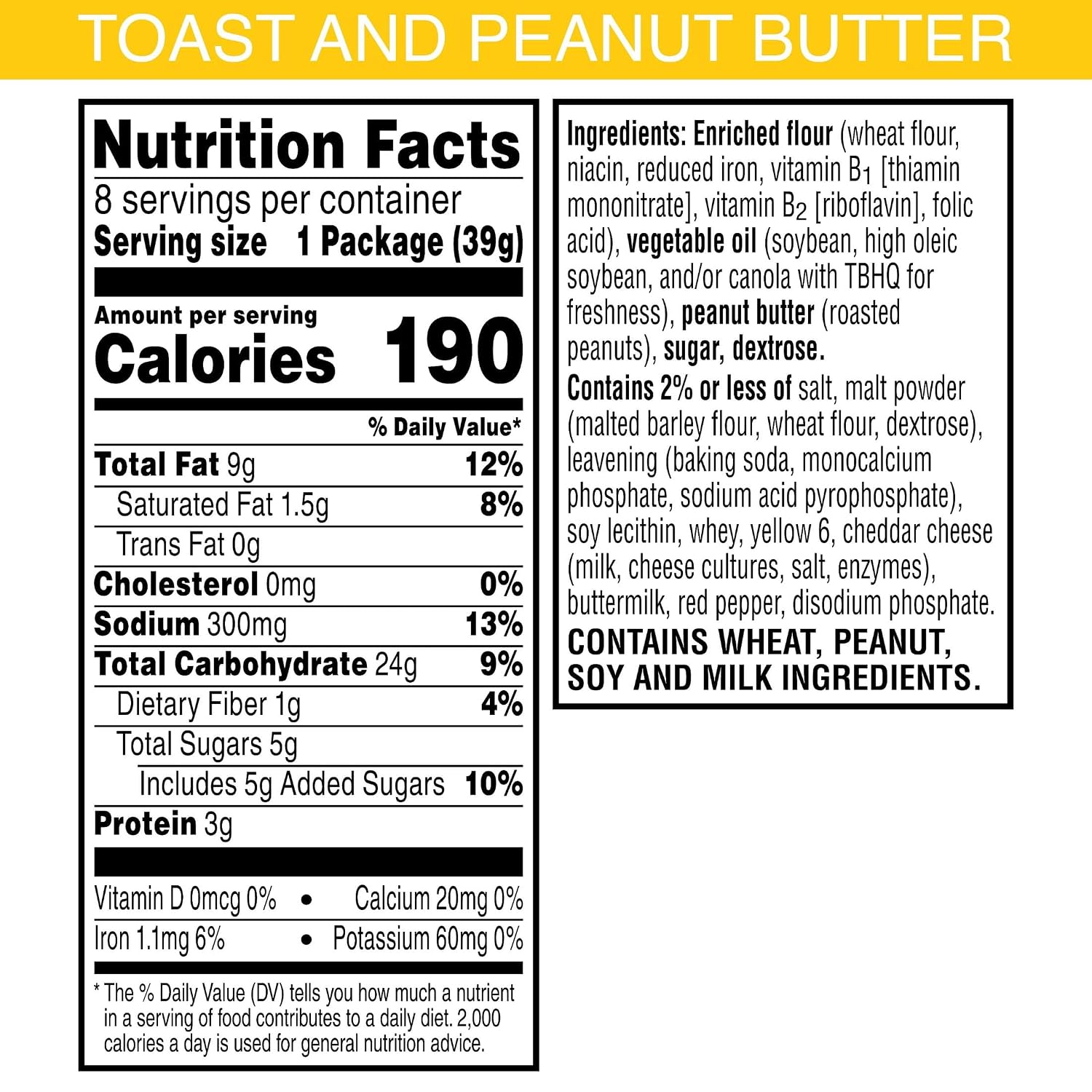 Keebler Sandwich Crackers, Single Serve Snack Crackers, Office and Kids Snacks, Toast and Peanut Butter (12 Trays, 96 Packs)