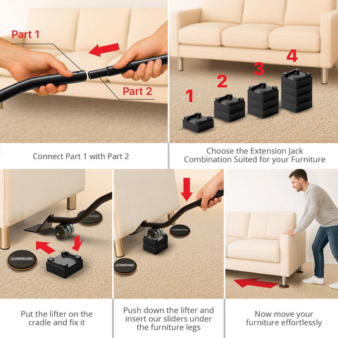 X-Protector Furniture Sliders for Carpet & Furniture Lifter Tool Set