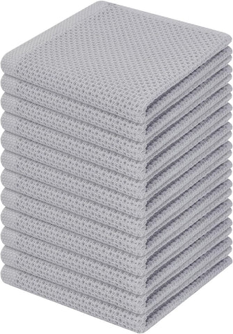 Homaxy 100% Cotton Waffle Weave Kitchen Dish Cloths 12-Pack, Light Gray
