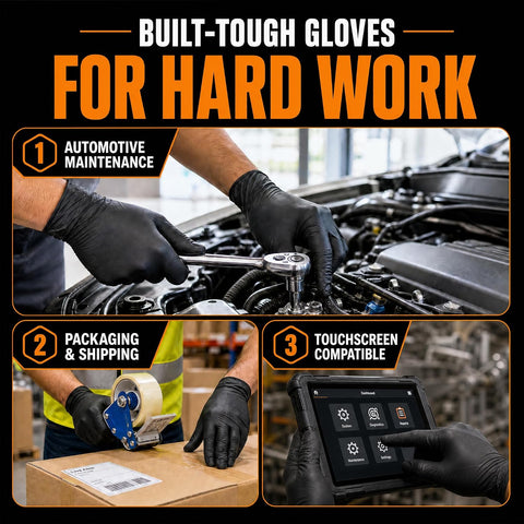 Nitrile Gloves HEAVY DUTY 7 Mil Disposable Rubber Black Gloves XL