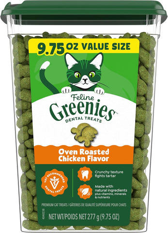 Greenies Feline Natural Dental Cat Treats, Roasted Chicken Flavor, 9.75 oz