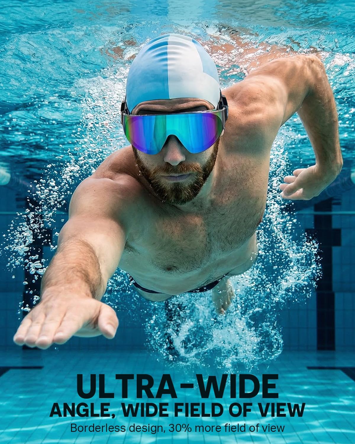 Zoomsnail Swim Goggles 2 Pack, Rimless Wide View Swimming Goggles for Adult, Anti-Fog UV Leaking Pool Goggles for Men Women