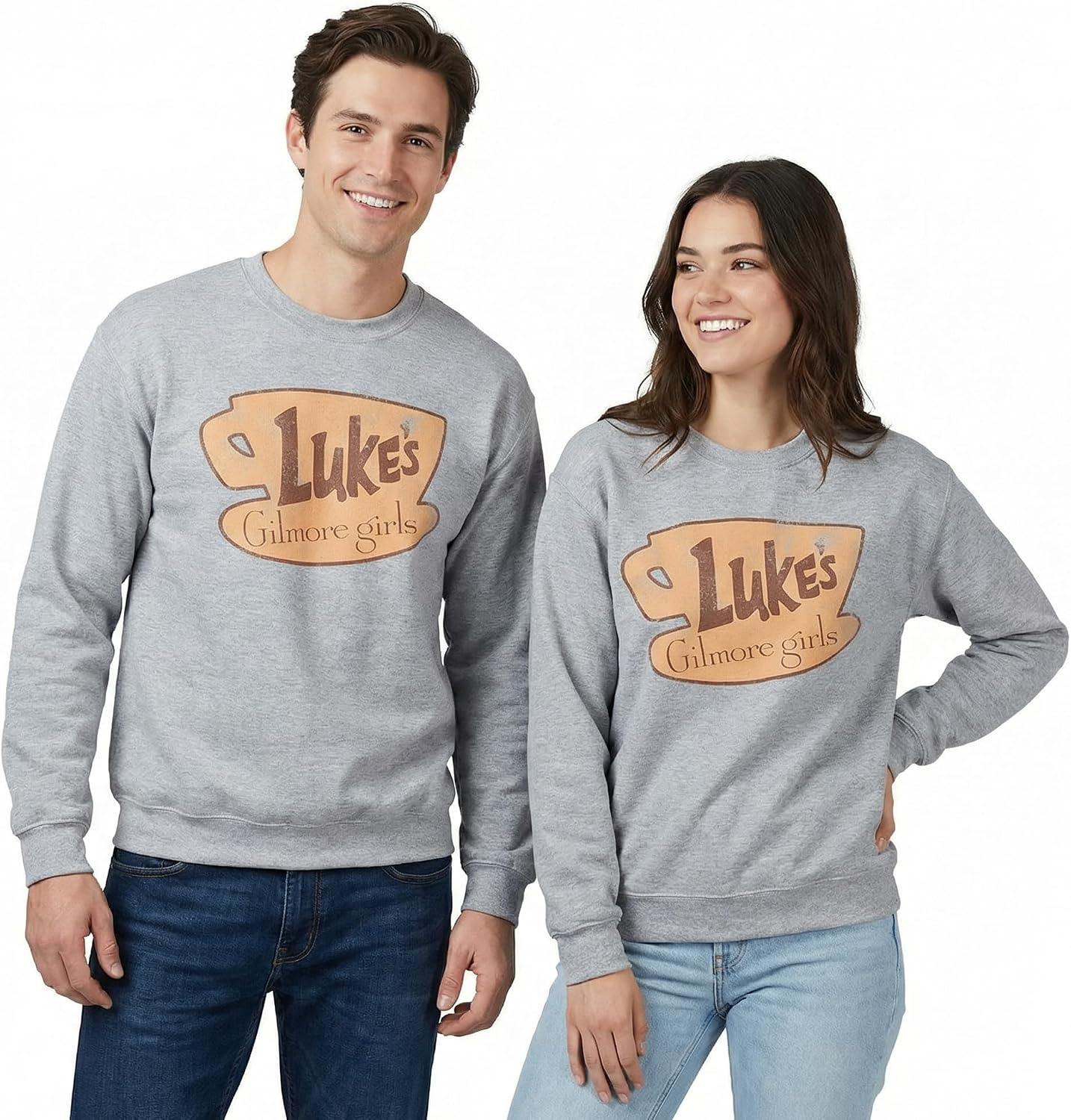 Ripple Junction Gilmore Girls Adult Men's Crewneck Pullover Sweatshirt Luke's Diner Vintage Coffee Logo Officially Licensed