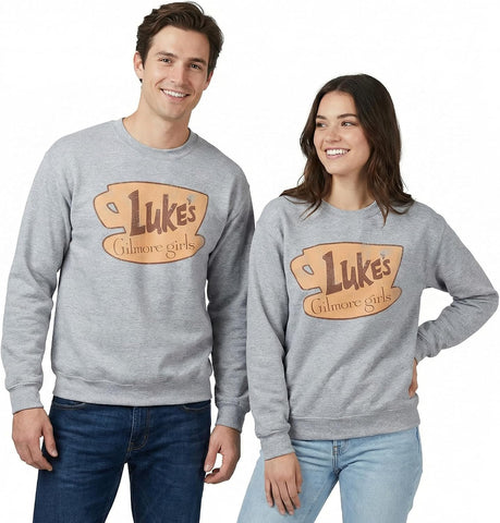 Ripple Junction Gilmore Girls Adult Men's Crewneck Pullover Sweatshirt Luke's Diner Vintage Coffee Logo Officially Licensed