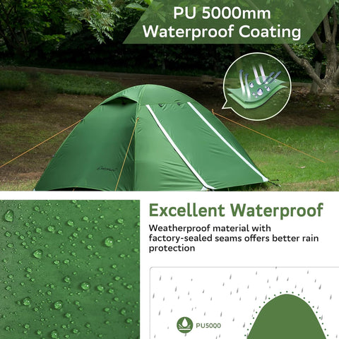 Clostnature 1/1.5/2/3/4/6 Person Lightweight Backpacking Tent, Camping Tent