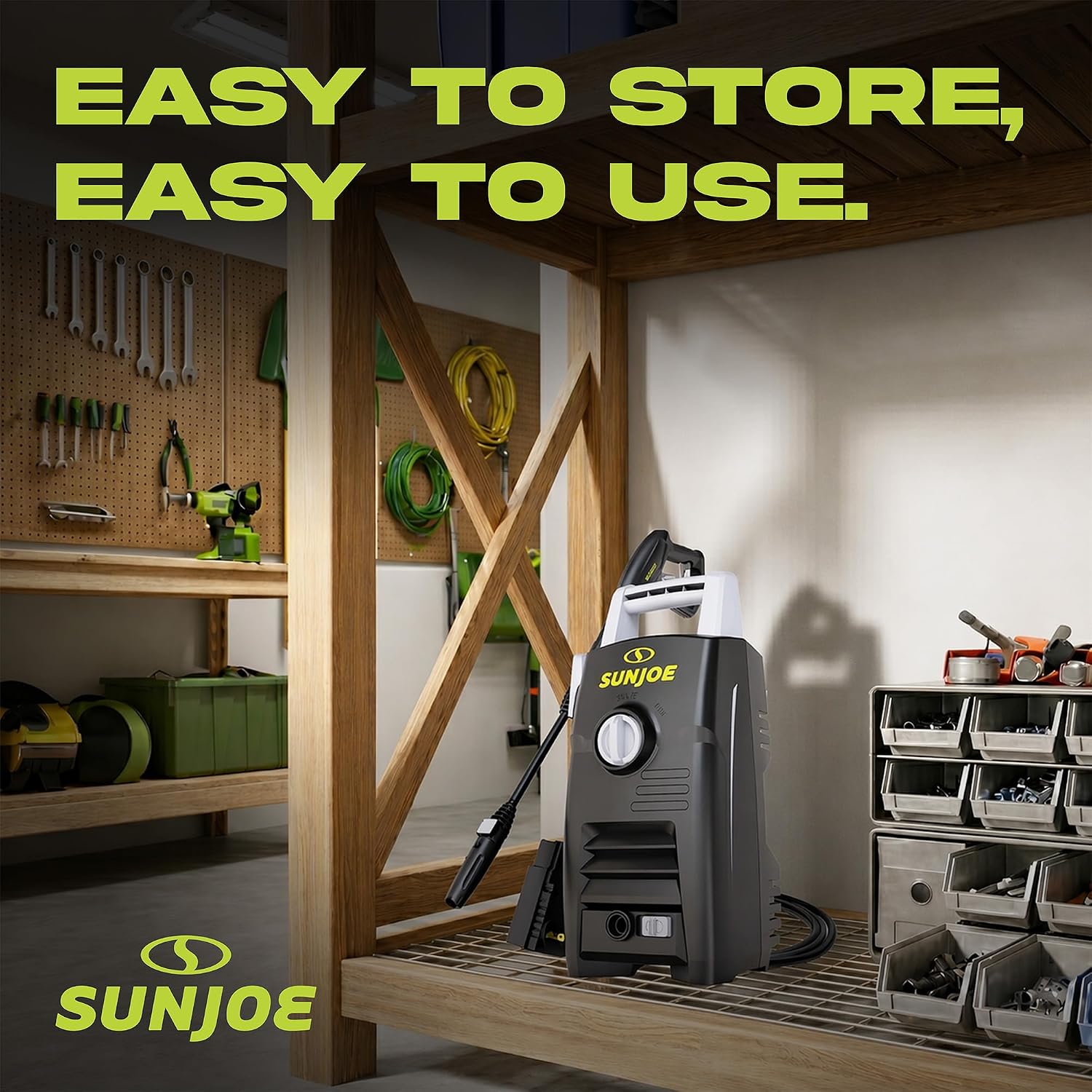 Sun Joe Electric Pressure Washer with Powerful Motor for Cars/Fences/Patios/All Uses, Safety First GFCI Power Cord, Adjustable Spray Wand & Total Stop System, 20-Foot Hose, Black, SPX205E-XT