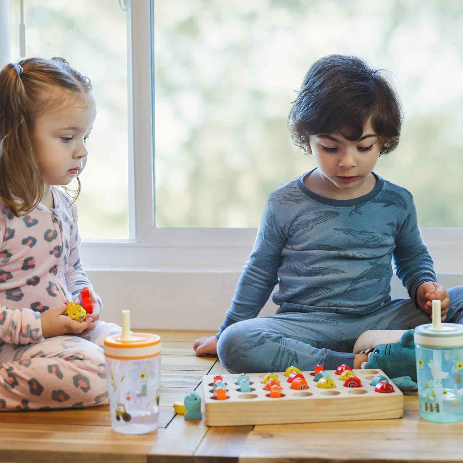 Zak Designs Kelso Toddler Cups For Travel or At Home, 15oz 2-Pack Durable Plastic Sippy Cups With Leak-Proof Design is Perfect For Kids (Silly Goose, Harvest)