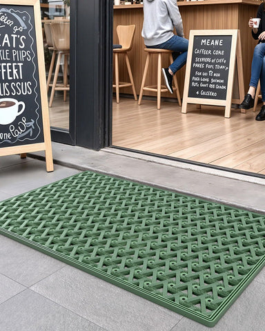 DEXI Front Door Mat Outside Entrance Rubber Floor Doormat, 24x36 Green
