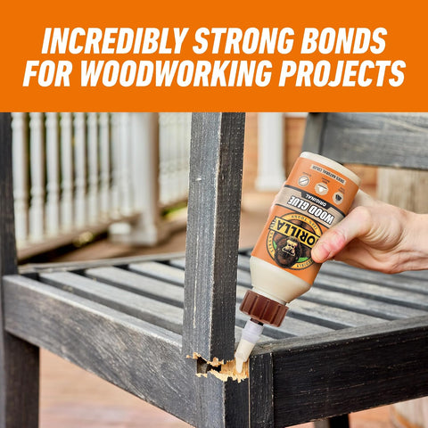 Gorilla Wood Glue, Fast Clamp, Water Resistant PVA, 8 oz
