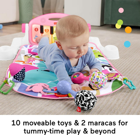 Fisher-Price Glow and Grow Kick & Play Piano Gym, Pink, Ages 0+ Months