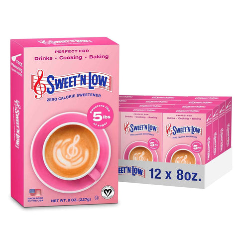 Sweet'N Low, Zero Calorie Bulk Sweetener, 8 oz Box, 12 Pack | Granulated Sugar Substitute for Baking, Coffee, Tea and More, Kosher & Gluten Free, Low Glycemic Index