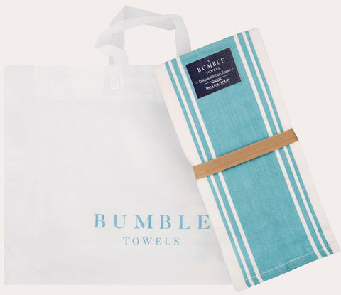 Premium Kitchen Towels 6 Pack 100% Cotton 20"x28" Dish Towels - Aqua Wide