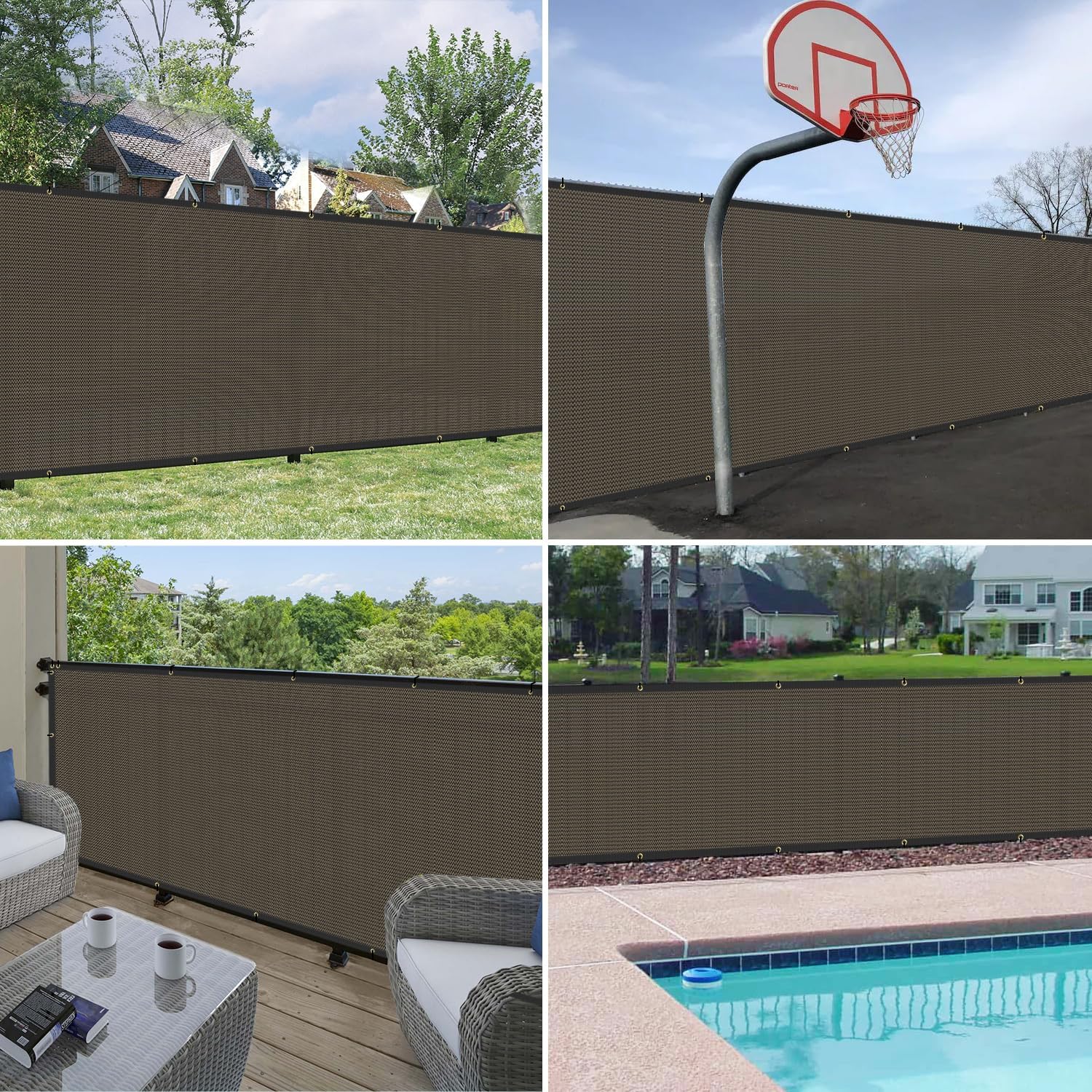 Windscreen4less 4' x 20' Privacy Fence Screen Heavy Duty Windscreen Fencing Cover Windblock Mesh Fabric Shade Cloth with Brass Grommtes for Garden Yard Pool Deck Carport Construction, Brown