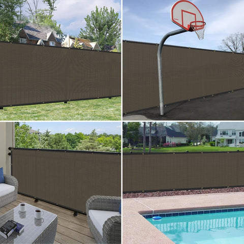 Windscreen4less 4' x 20' Privacy Fence Screen Heavy Duty Windscreen Fencing Cover Windblock Mesh Fabric Shade Cloth with Brass Grommtes for Garden Yard Pool Deck Carport Construction, Brown