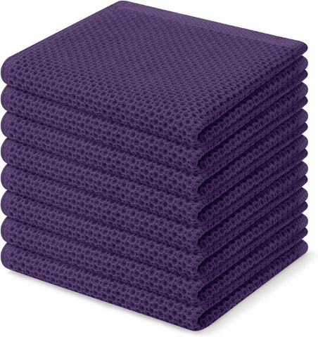 Homaxy 100% Cotton Waffle Weave Kitchen Dish Cloths 8-Pack, Eggplant