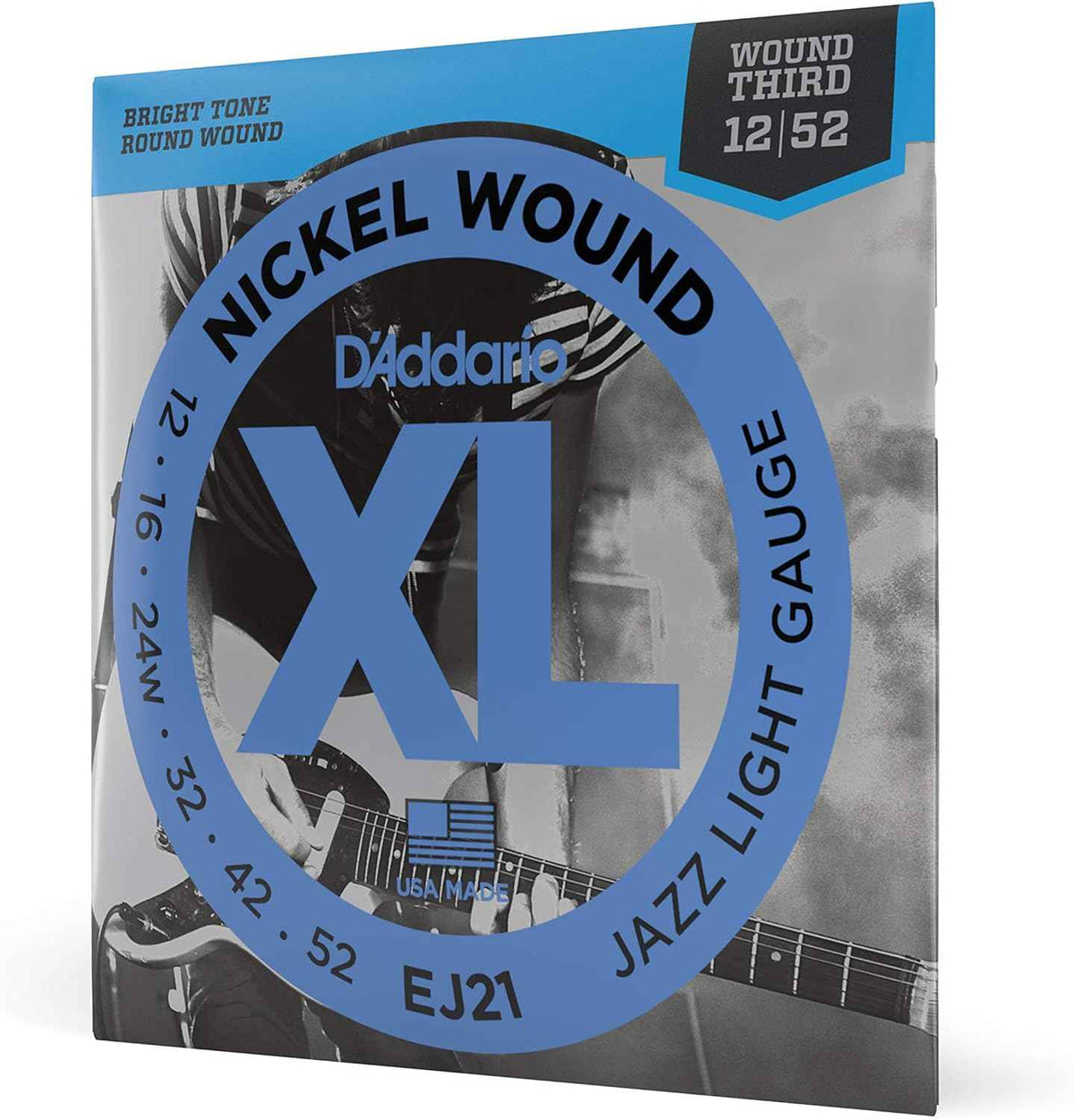 D'Addario XL Nickel EJ21 Electric Guitar Strings, Jazz Light 12-52
