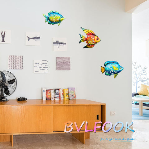 Coastal Wall Decor, Ocean Tropical Fish Sea Metal Fish Garden Decorations