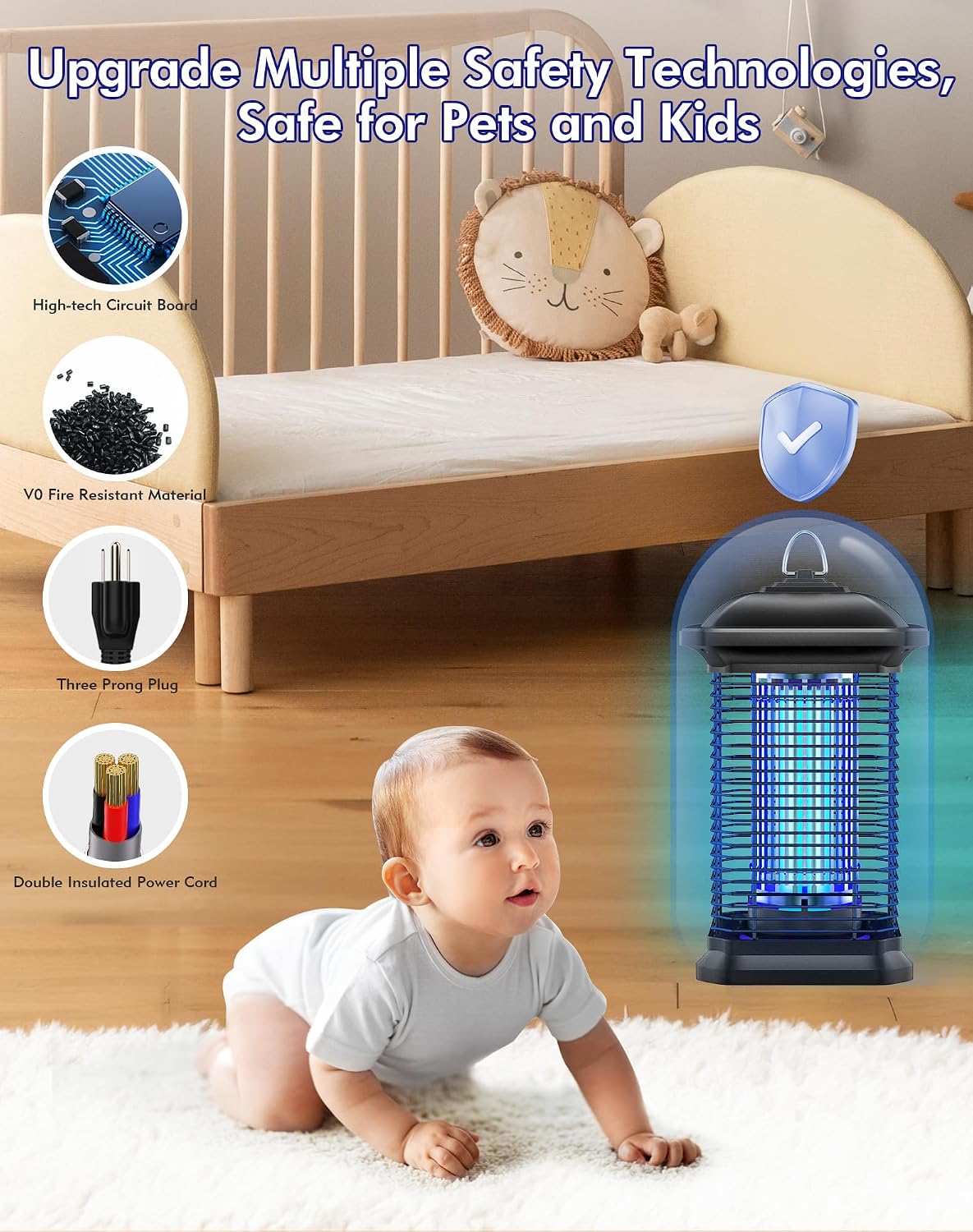 AMUFER Bug Zapper Outdoor, 18W & 4400V, 1/2 Acre Coverage, 5.5ft Cord