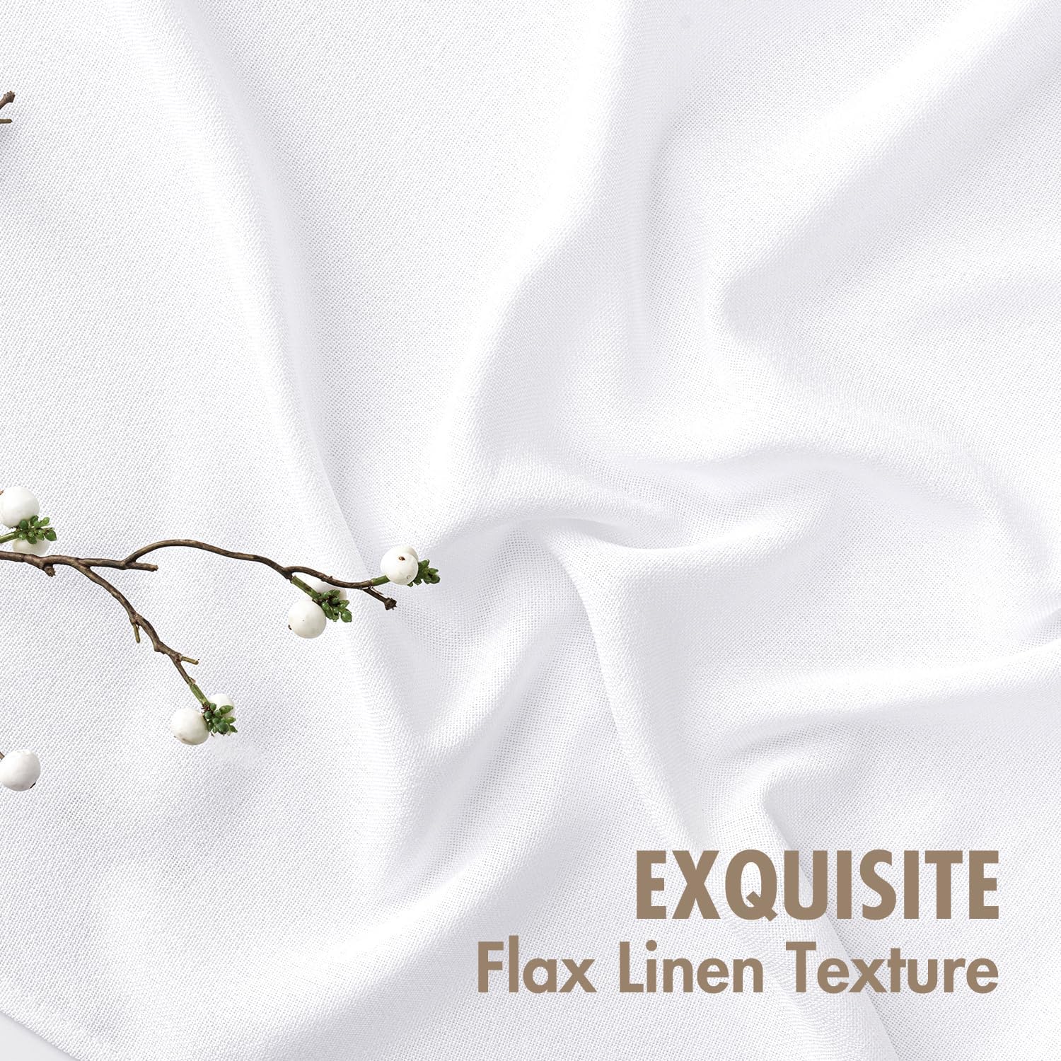 MIULEE Faux Linen Curtains 90 Inch Length 2 Panels Natural White Semi Sheer Curtain with Back Tab Rod Pocket, Light Filtering Window Privacy Burlap Drapes for Living Room Bedroom 42W x 90L