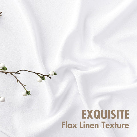 MIULEE Faux Linen Curtains 90 Inch Length 2 Panels Natural White Semi Sheer Curtain with Back Tab Rod Pocket, Light Filtering Window Privacy Burlap Drapes for Living Room Bedroom 42W x 90L