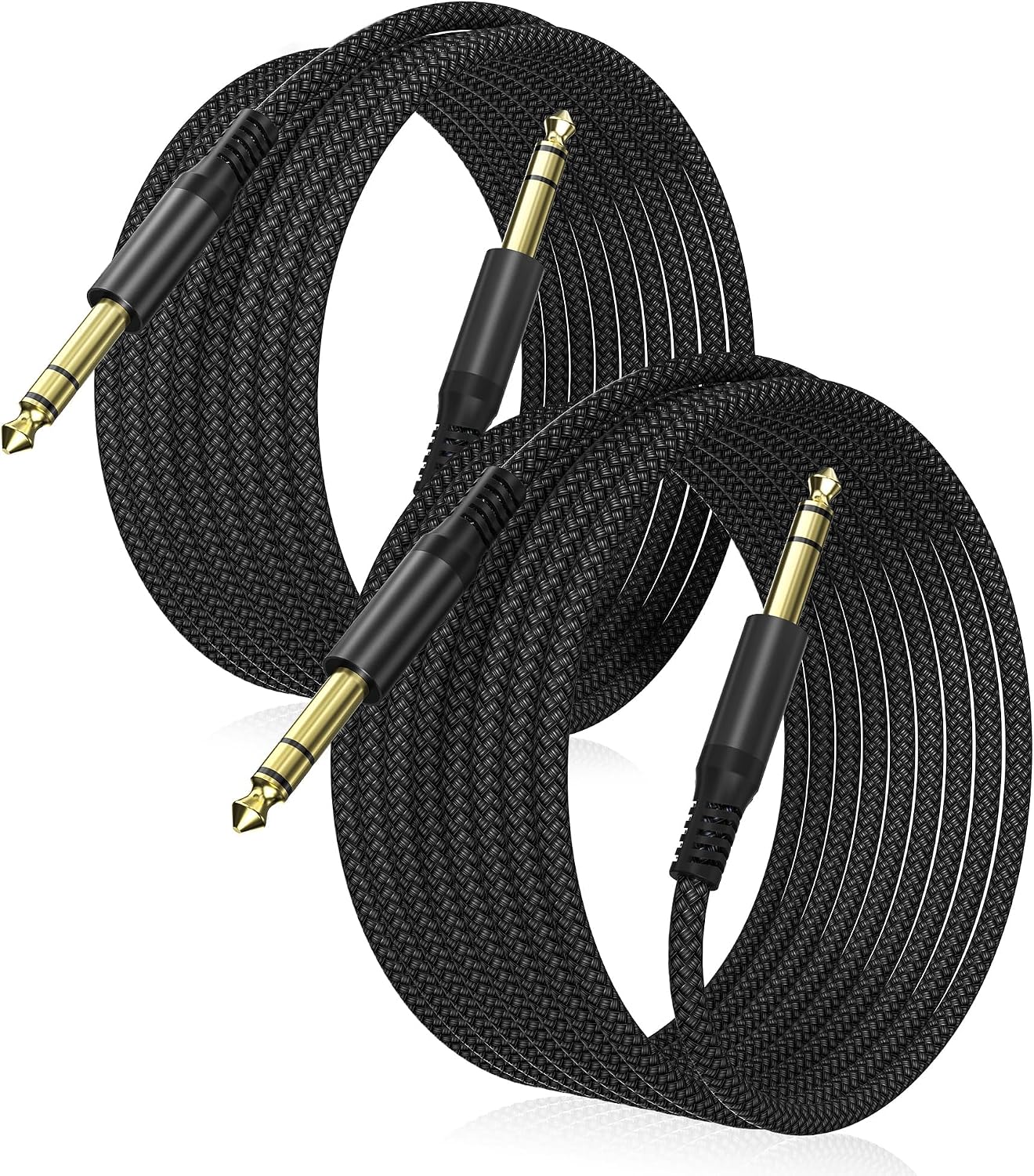 Elebase 1/4 Inch TRS Instrument Cable 10FT 2Pack,6.35mm Male Guitar Cord 3M
