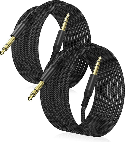 Elebase 1/4 Inch TRS Instrument Cable 10FT 2Pack,6.35mm Male Guitar Cord 3M
