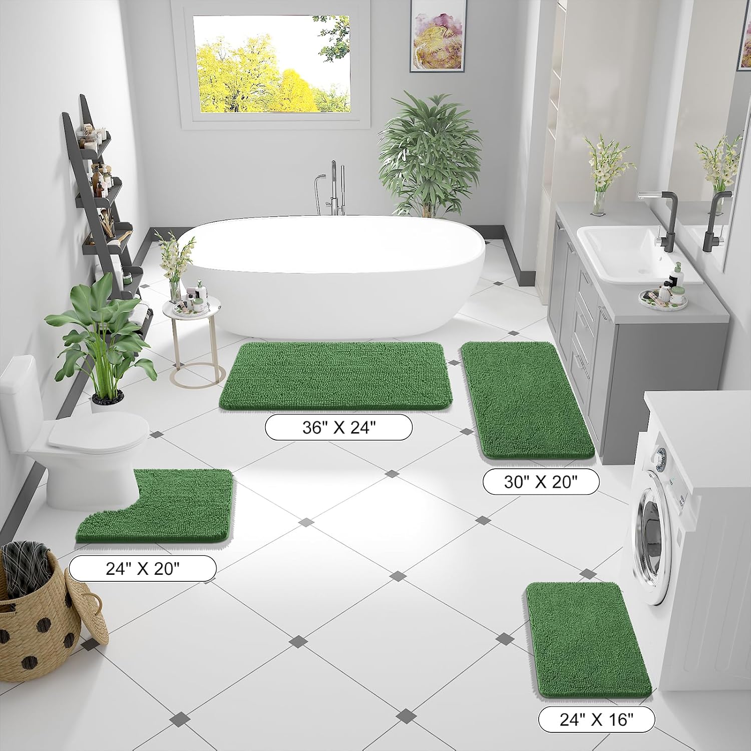 OLANLY Bathroom Runner Rugs 47x17, Extra Soft Absorbent Chenille Bath Rugs