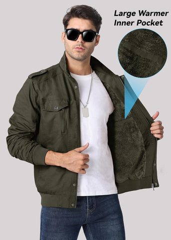 EKLENTSON Men's Winter Jacket with Multi Pockets Thermal Fleece Lined Coat