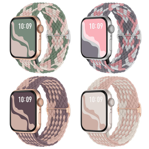 Braided Stretchy Solo Loop Compatible for Apple Watch Band 38mm 40mm 41mm 42mm 44mm 45mm 46mm 49mm for Women Men, Nylon Elastic Straps Wristbands for iWatch Series 10 9 8 7 6 SE 5 4 3 2 Ultra Ultra 2