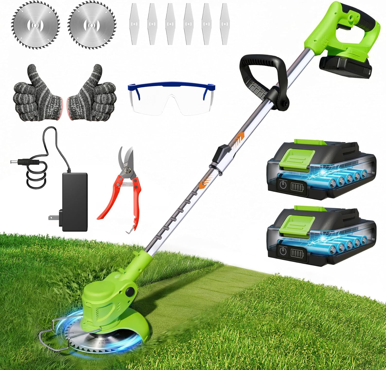 Cordless Weed Wacker Eater Brush Cutter Weed Trimmer with Blade Stringless