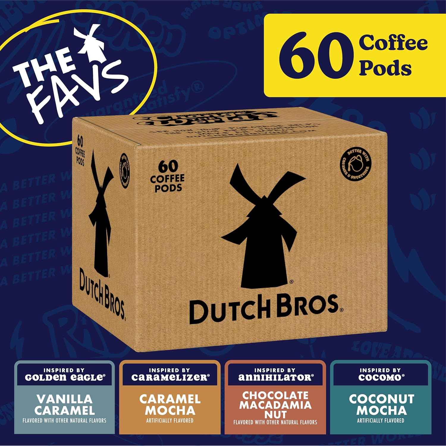 Dutch Bros Flavored Variety Pack, 60 Count, Medium Roast, Coffee Pods