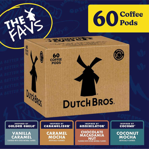 Dutch Bros Flavored Variety Pack, 60 Count, Medium Roast, Coffee Pods