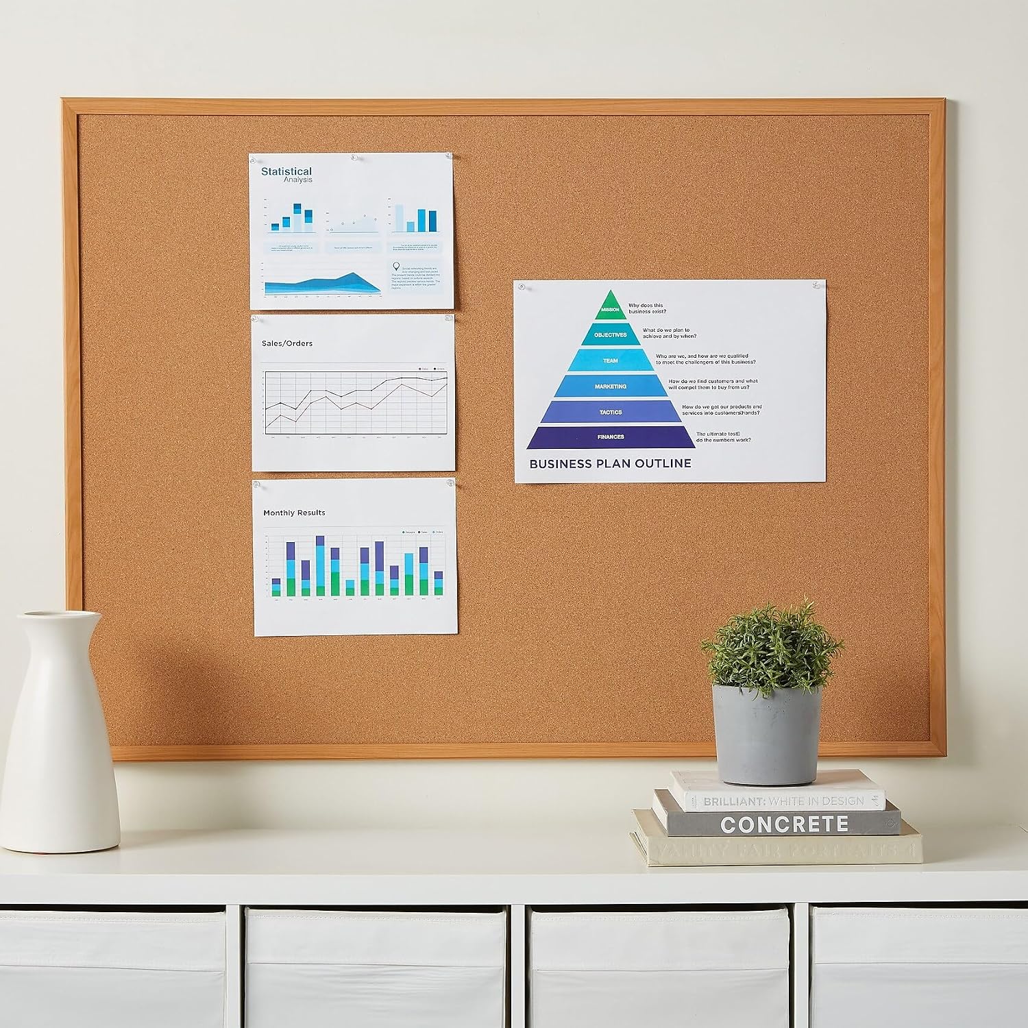 Staples Standard Cork Bulletin Board, Oak Finish Frame, 4x3 Ft