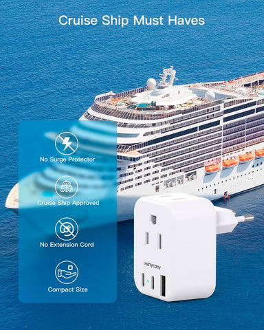 European Travel Plug Adapter, International Power Adapter, US to Europe