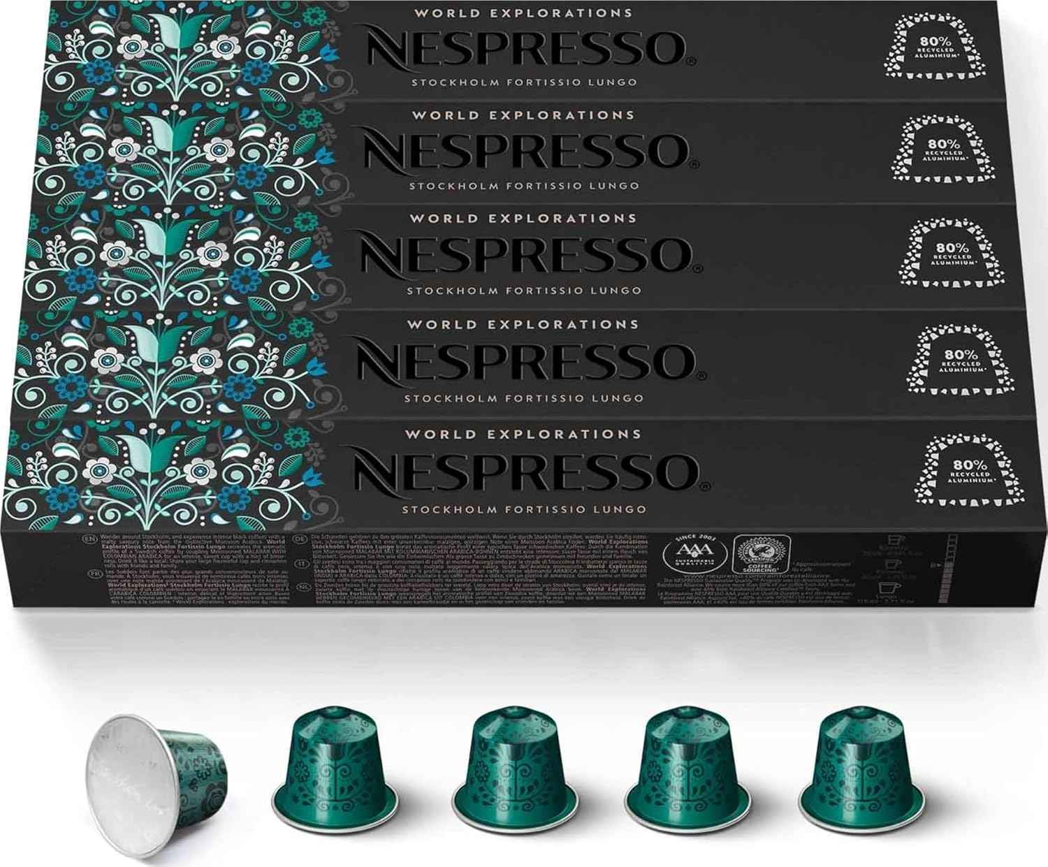 Nespresso Original, Stockholm Fortissio Lungo, 50-Count Coffee Pods