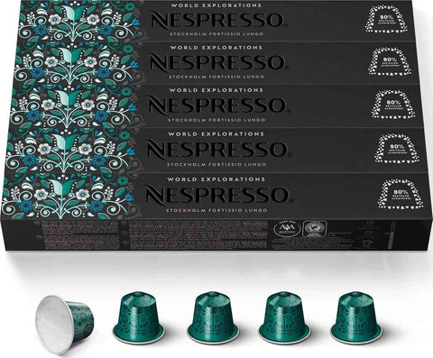 Nespresso Original, Stockholm Fortissio Lungo, 50-Count Coffee Pods
