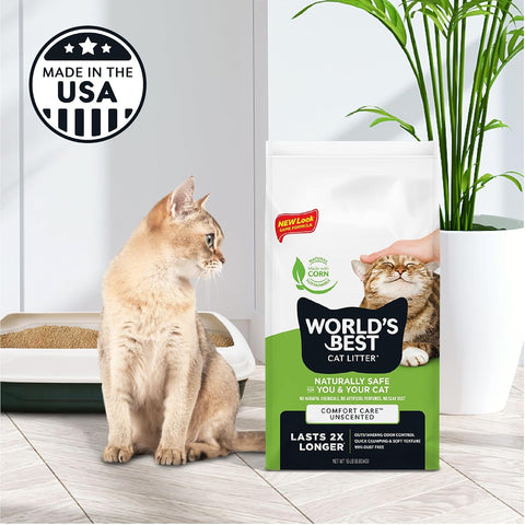 World's Best Cat Litter Comfort Care, Unscented, Odor Control, 32 lb Bag