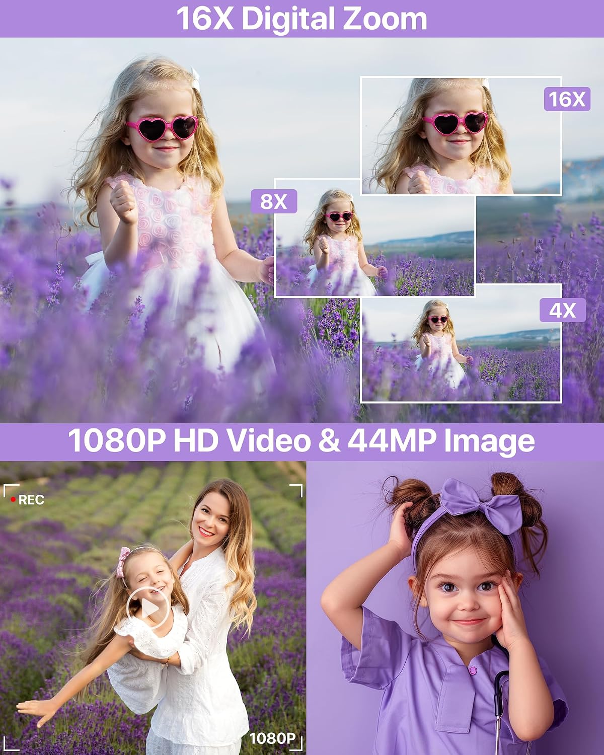 Digital Camera, Latest FHD 1080P Digital Camera for Teens with SD Card Anti Shake Point and Shoot Cameras Portable 16X Zoom Compact Small Cameras for Kids Boys Girls Seniors with Wrist Strap