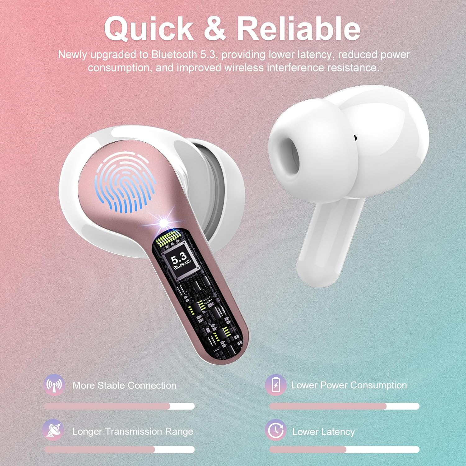 Wireless Earbuds, Bluetooth 5.4 Headphones HiFi Stereo, Bluetooth Earbuds