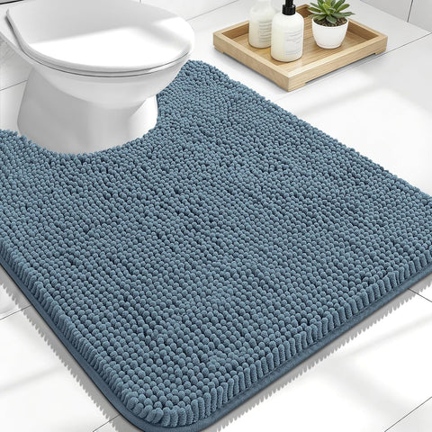 OLANLY Toilet Rugs U-Shaped 24x20, Soft Absorbent Chenille Contour Rugs