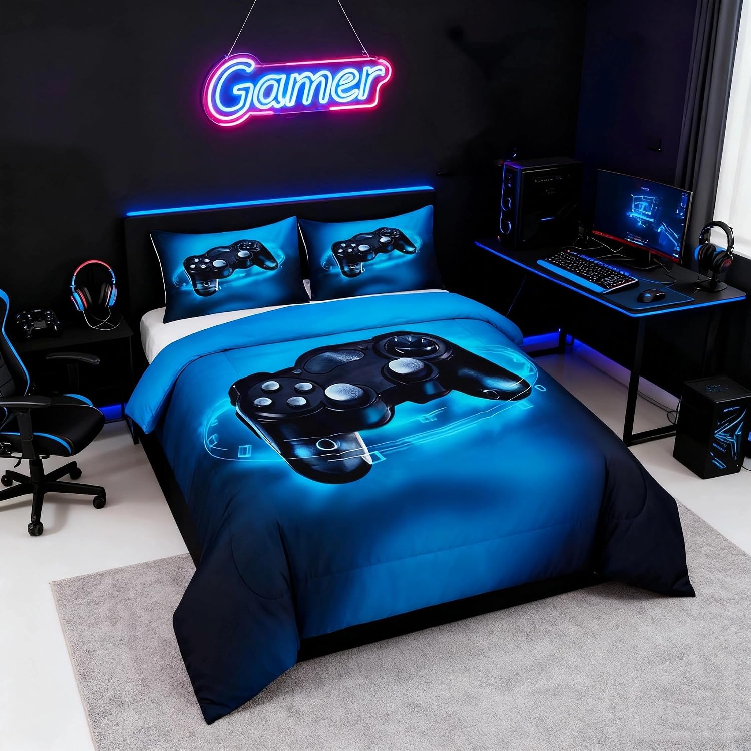 Feelyou Gamer Bedding Set Twin Size for Kids Boys Girls for Boys