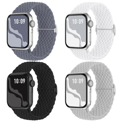 Braided Stretchy Solo Loop Compatible for Apple Watch Band 38mm 40mm 41mm 42mm 44mm 45mm 46mm 49mm for Women Men, Nylon Elastic Straps Wristbands for iWatch Series 10 9 8 7 6 SE 5 4 3 2 Ultra Ultra 2