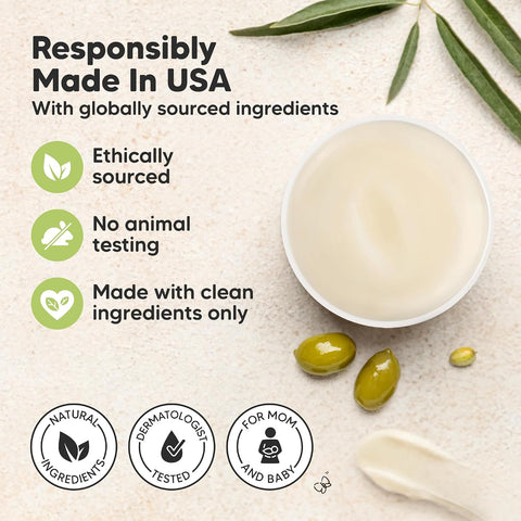 2pk Organic Nipple Butter for Cracked, Sore, Relief, Safe (Soothing, 2oz)