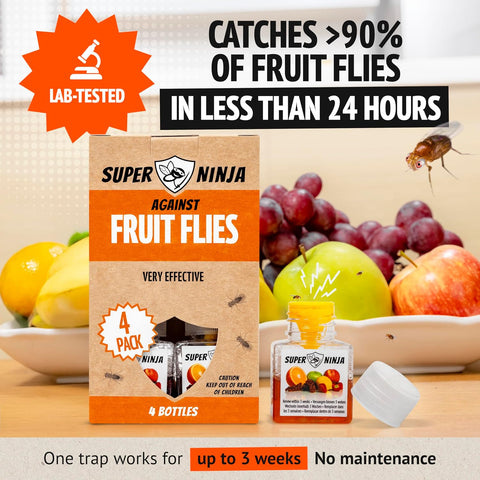 Super Ninja Fruit Fly Traps for Indoors, 4 Pack