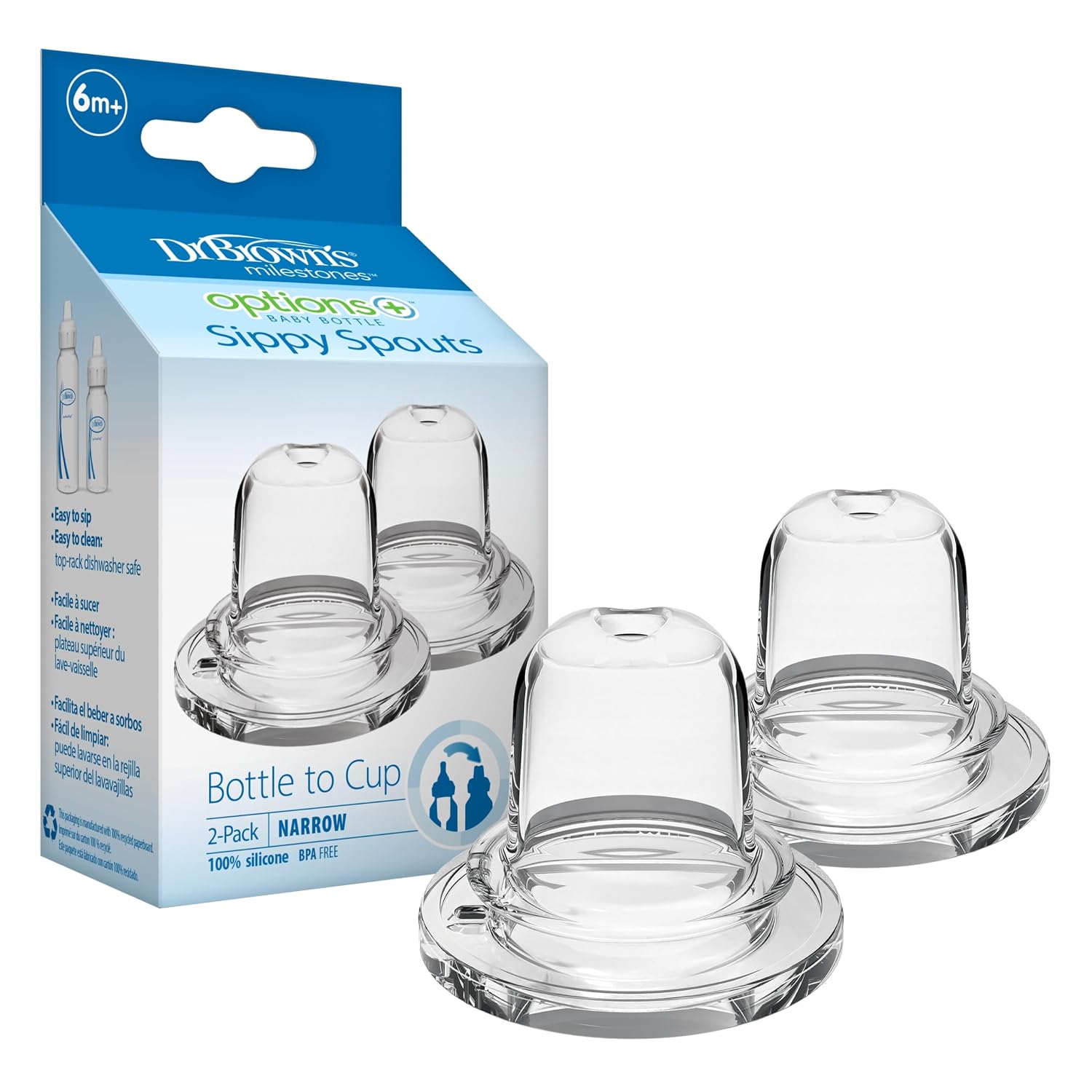 Dr. Brown's Milestones Options+ Narrow Sippy Spouts, 6m+, 2-Count