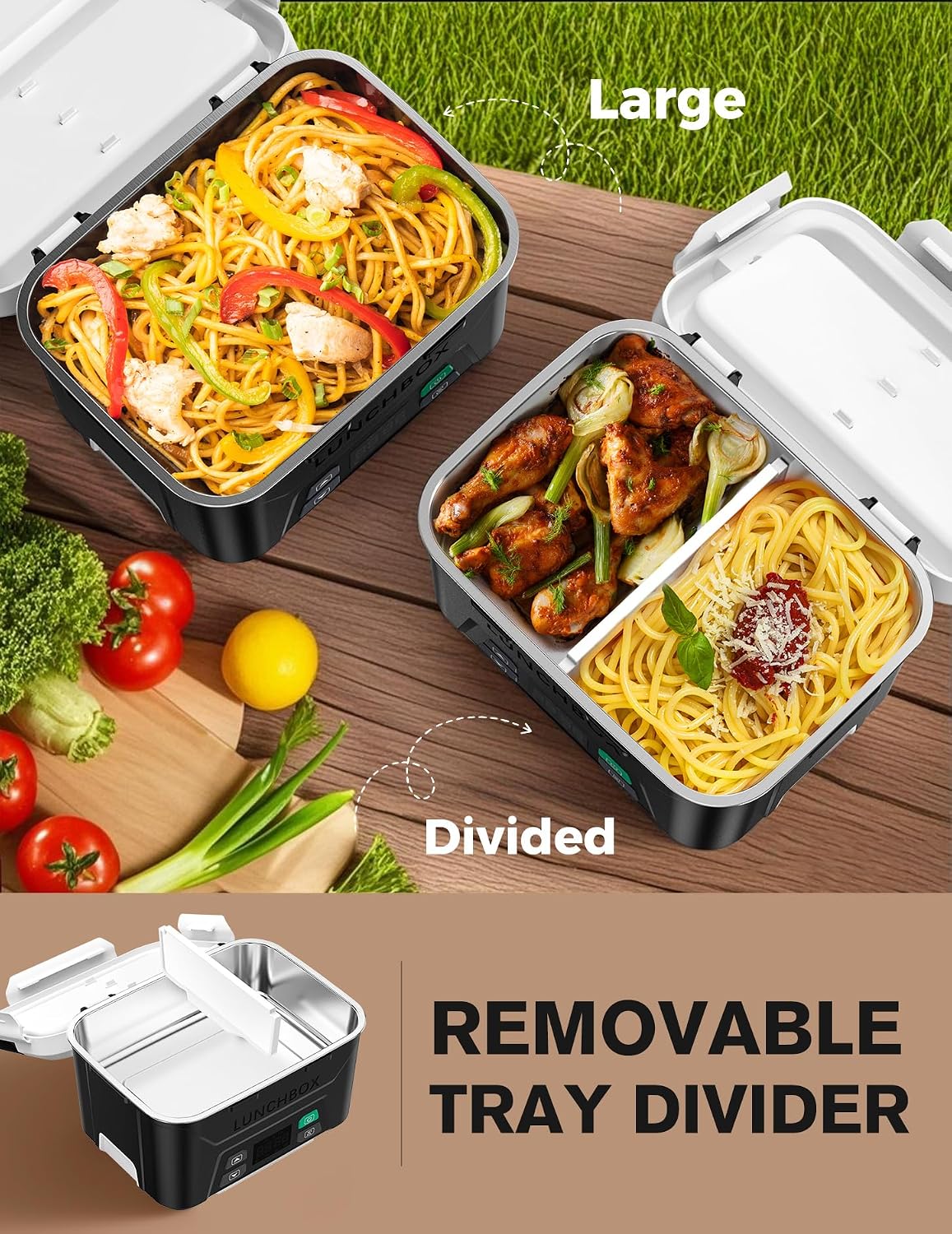 EAST OAK Cordless Electric Lunch Box, Heated Lunch Box for Men with Timer