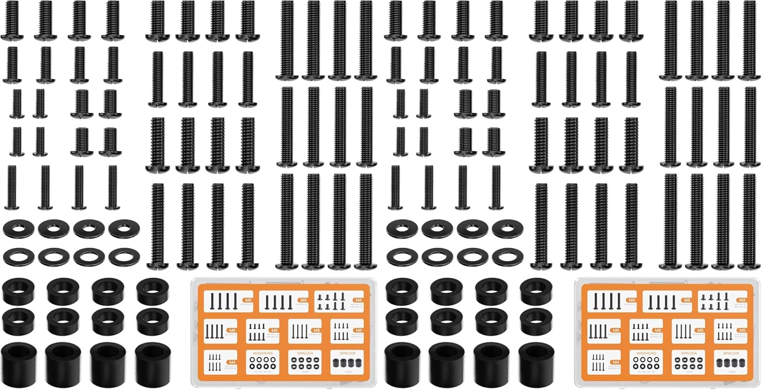 WALI Universal TV Mounting Hardware Kit Set Includes M4 M5 M6 M8 Screws and Spacer - Fit Most TVs up to 80 inch (UVSP), Black (Pack of 2)