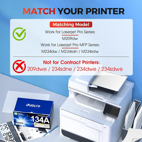 134A Black Toner Cartridge 2-Pack Replacement for HP 134A 134X (with Chip)